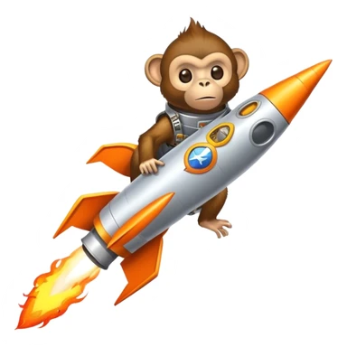 monkye-punk flying in a rocket with fire sticker