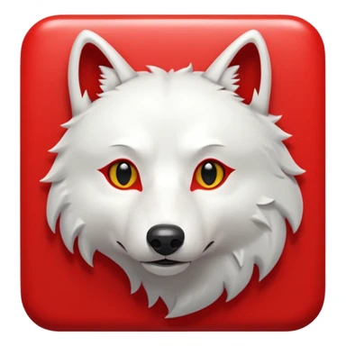 A bold white capital letter C with a small white wolf head icon above it, inside a red rounded square, emoji style, flat design, shiny light reflection, same style as 🅱️ emoji, transparent background. sticker