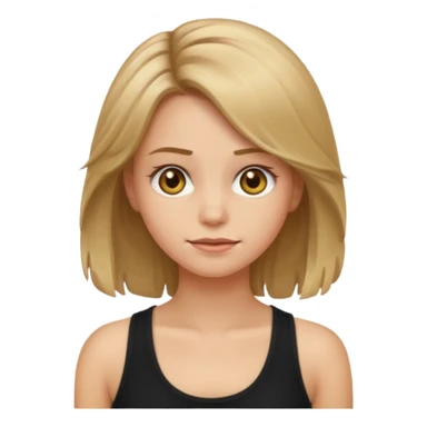 make an emoji girl with dirty blond hair and hazel eyes. wearing a black tank top and her hair is down and slightly wavy sticker