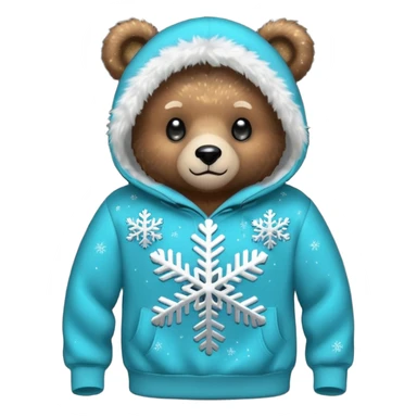 Glitter bear with cyan snowflake black sweatshirt sticker