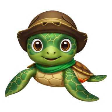 cute sea turtle wearing a green pirate scarf sticker