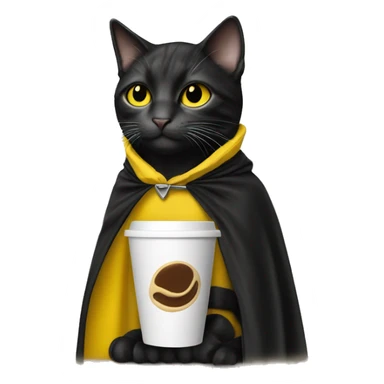 Cat drink to  coffee,  black and yellow cape sticker