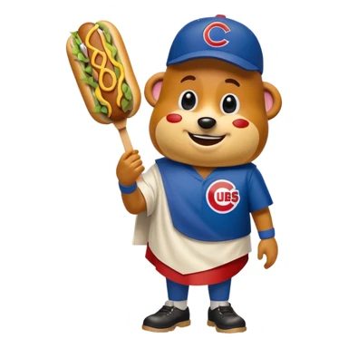 Corndog dressed like a cub fan sticker