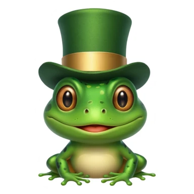 Frog in Green Top Hat – cheerful frog with shiny emerald top hat. sticker