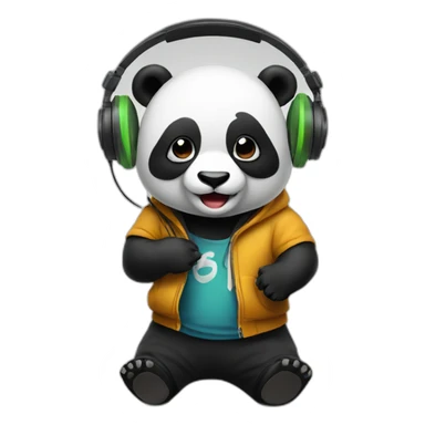 Hip hop Panda with headphones singing in a microphone  sticker