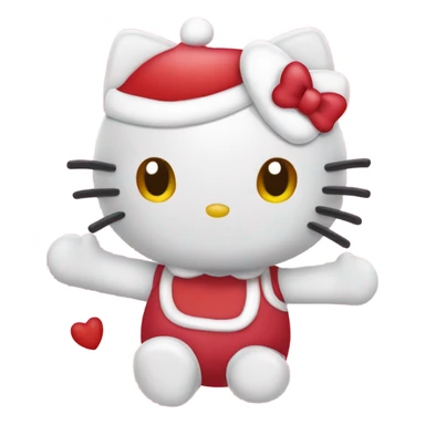 hello kitty with hearts around her, christmas sticker