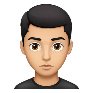 young man with modern black haircut, big eyes, medium lips, big eyebrows sticker