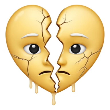 The broken heart emoji in white with sticky white liquid Ozzing out of it (the heart is broken in half and faceless)  sticker