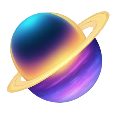 sparkly glittery blue purple and pink gradient planet with a yellow cheesy saturn ring sticker