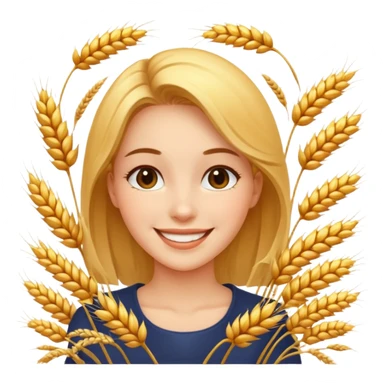 women happy satisfied with wheat flying arround sticker