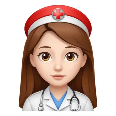 I am a nurse. I have long brown hair without fringe, white skin and brown eyes sticker