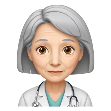 older obstetrician female emoji grey hair wrinkles sticker