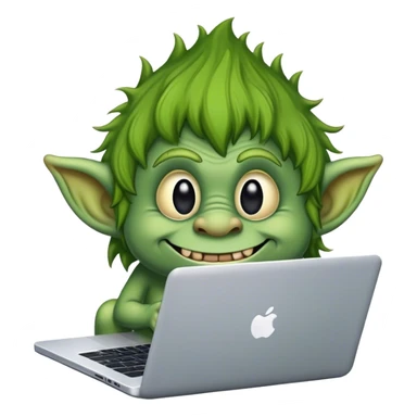 Little green troll on a laptop sticker