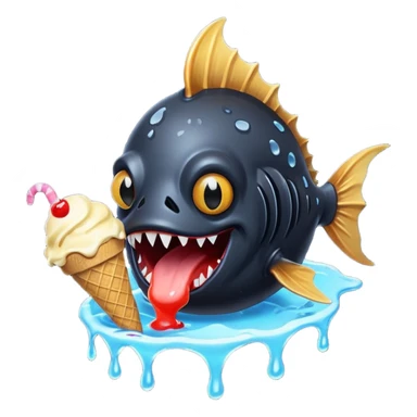 Angler fish in Jack in the box eating ice cream sticker