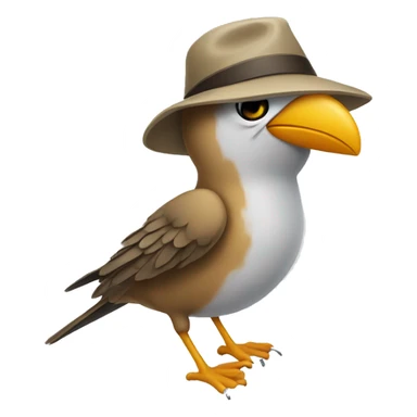 A flying bird wearing a hat and shoes sticker