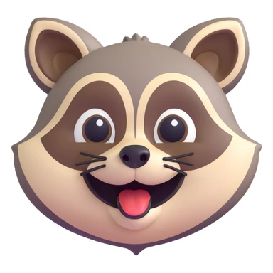 mischievous raccoon winking, 3D emoji style sticker