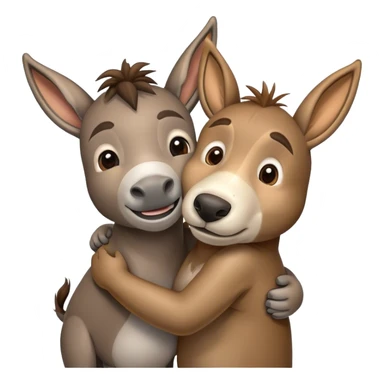 Donkey hugs a dog sticker