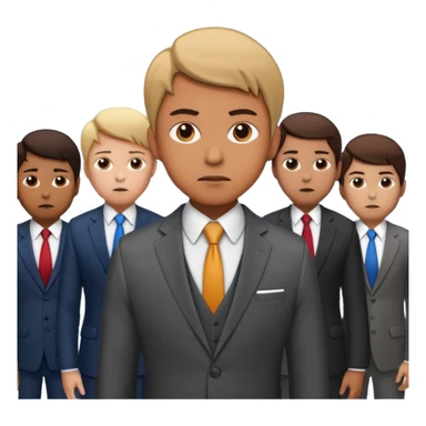 Create a realistic emoji of a person making some decisions in front of a grounp while standing in a office sticker