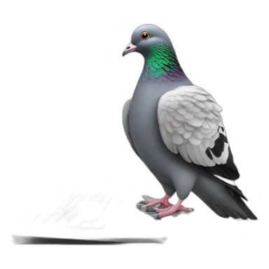 Pigeon playing on a computer sticker