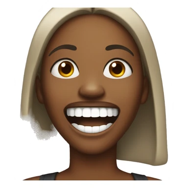 black woman laughing as zipper mouth emoji sticker
