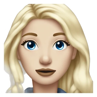 Winter aesthetic blonde hair lady blue eyes  sticker