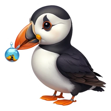 cute puffin with a small fish in its beak sticker