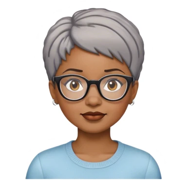 African American woman with gray short haircut and glasses sticker