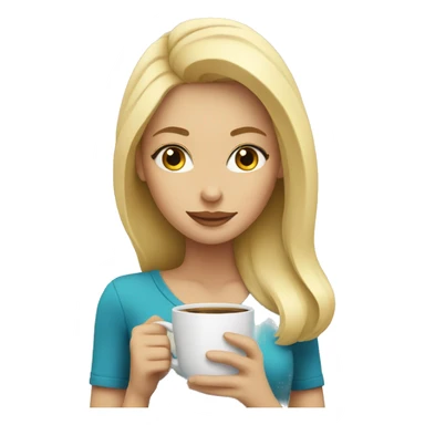 Blonde girl drinking coffee sticker
