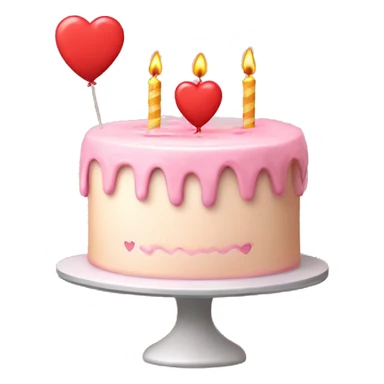 Light Pink heart birthday cake on top says happy birthday sticker