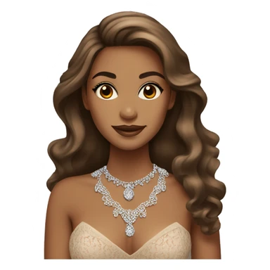elegant brown skinned woman with long hair and diamond necklace and brown eyes with lashes and lace dress sticker