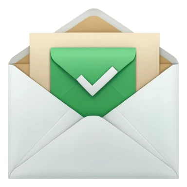 a letter with green checkbox inside the white envelop sticker