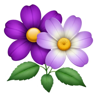 White flower and a purple flower separate  sticker