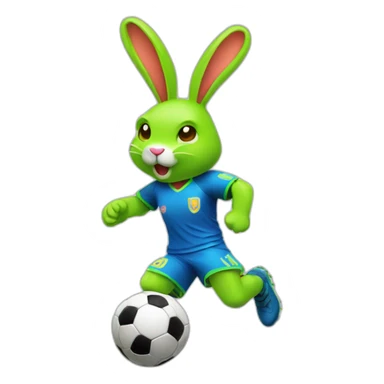 neon rabbit playing soccer sticker