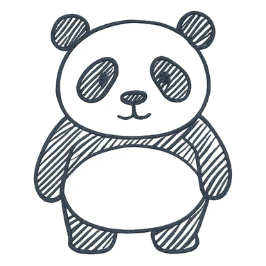 blue panda hand drawn outlined icon sticker