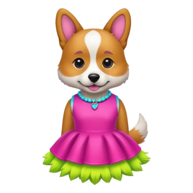 DOG wearring neon fashion dress sticker