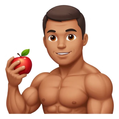 a muscle man eating apple sticker