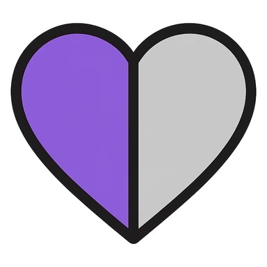violet and grey heart icon sticker