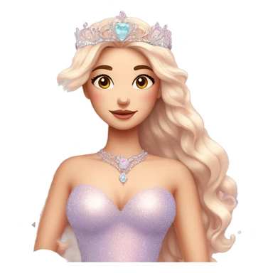 Gorgeous pastel Lady in a sparkly shiny dress with tiara and necklace and flowers aesthetical and trending  sticker