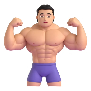 muscular shirtless character flexing sticker