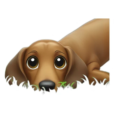 Sausage dog eating grass sticker