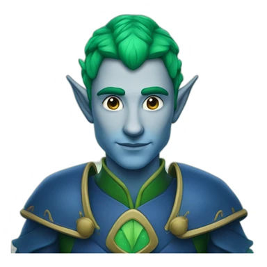 elf man with half blue and half green hair sticker