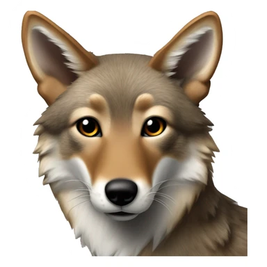 Coyote with brindle coloring, brown and black fur, without any white sticker