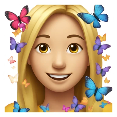 The face with heart emoji but instead of hearts it’s butterflies sticker