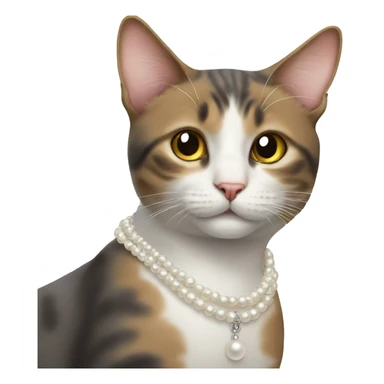 Cat wearing pearl necklace sticker