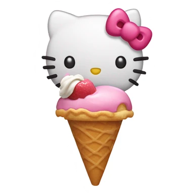Hello kitty eating an ice cream sticker