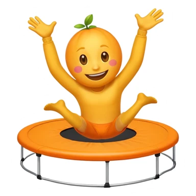 an emoji jumping on a orange trampoline sticker