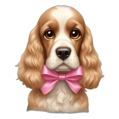 Cocker spaniel with a little pink bow on the top of its head sticker