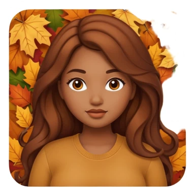 Curvy pretty brown girl with long hair, wearing fall colors sticker