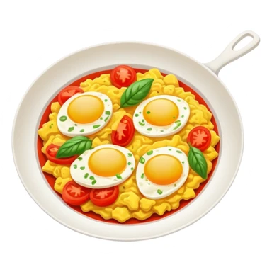 Stir Fried Tomato and Scrambled Eggs homestyle dish, simplified emoji style with bold outlines and bright colors, cartoon style Xi Hong Shi Chao Ji Dan sticker