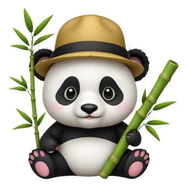 panda wearing hat with bamboo sticker